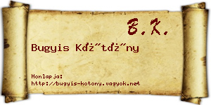 Bugyis Kötöny névjegykártya